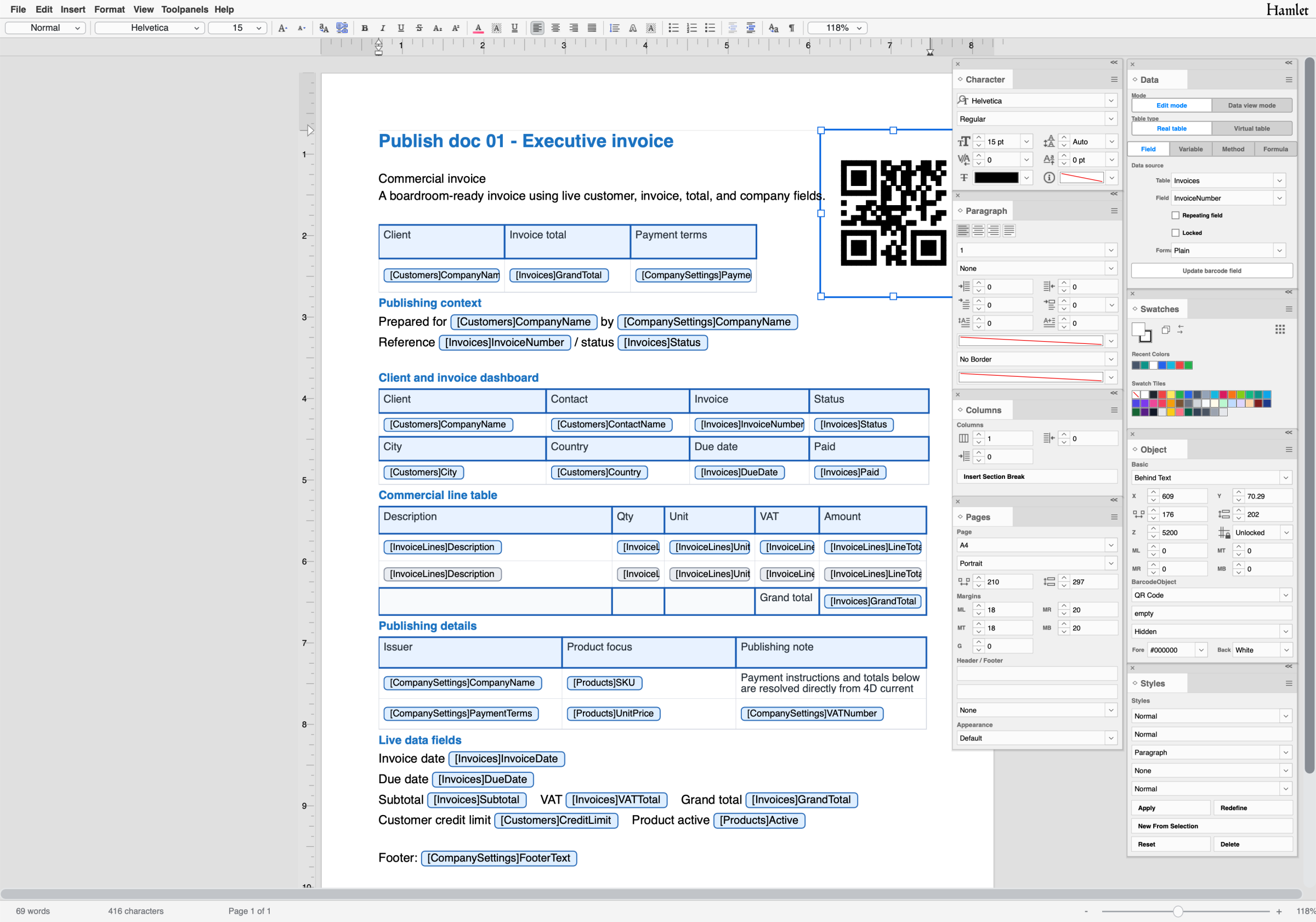 Hamlet: Building a Professional 4D Publishing Editor